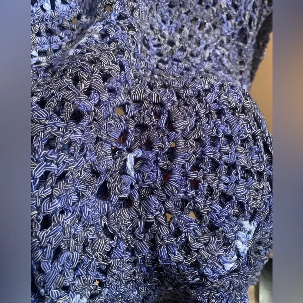 Cold Shoulder Crocheted Sweater by INC International Concepts Deep Twilight
